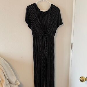 Dress Barn Black and Silver Striped Jumpsuit
